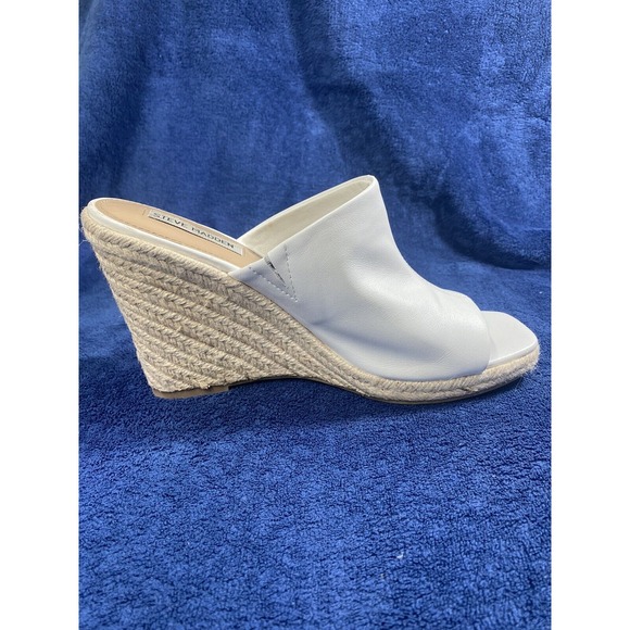 Steve Madden‎ Women's Urge Wedge Sandal Size 9.5 White Leather - Picture 5 of 12